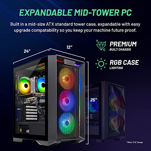 Skytech Gaming Nebula Gaming PC Desktop – Intel Core i5 13400F 2.5 GHz, NVIDIA RTX 4060, 1TB NVME SSD, 16GB DDR4 RAM 3200, 600W Gold PSU, 11AC Wi-Fi, Windows 11 Home 64-bit,Black