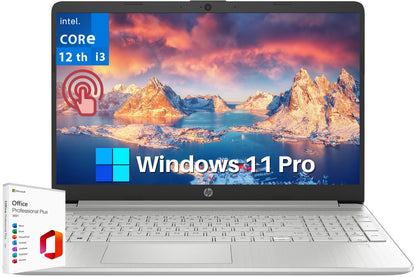 HP 2024 15.6" Touchscreen Laptop - with Microsoft Office Lifetime License, Intel i3-1215U, 32GB RAM, 1TB SSD, Long Battery Life, Micro-Edge, Bluetooth, Wi-Fi, Thin & Light, Windows 11 Pro