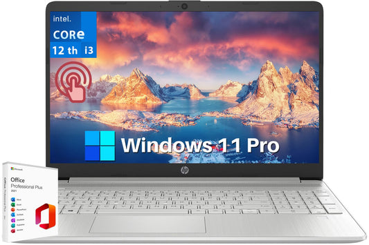 HP 2024 15.6" Touchscreen Laptop - with Microsoft Office Lifetime License, Intel i3-1215U, 32GB RAM, 1TB SSD, Long Battery Life, Micro-Edge, Bluetooth, Wi-Fi, Thin & Light, Windows 11 Pro