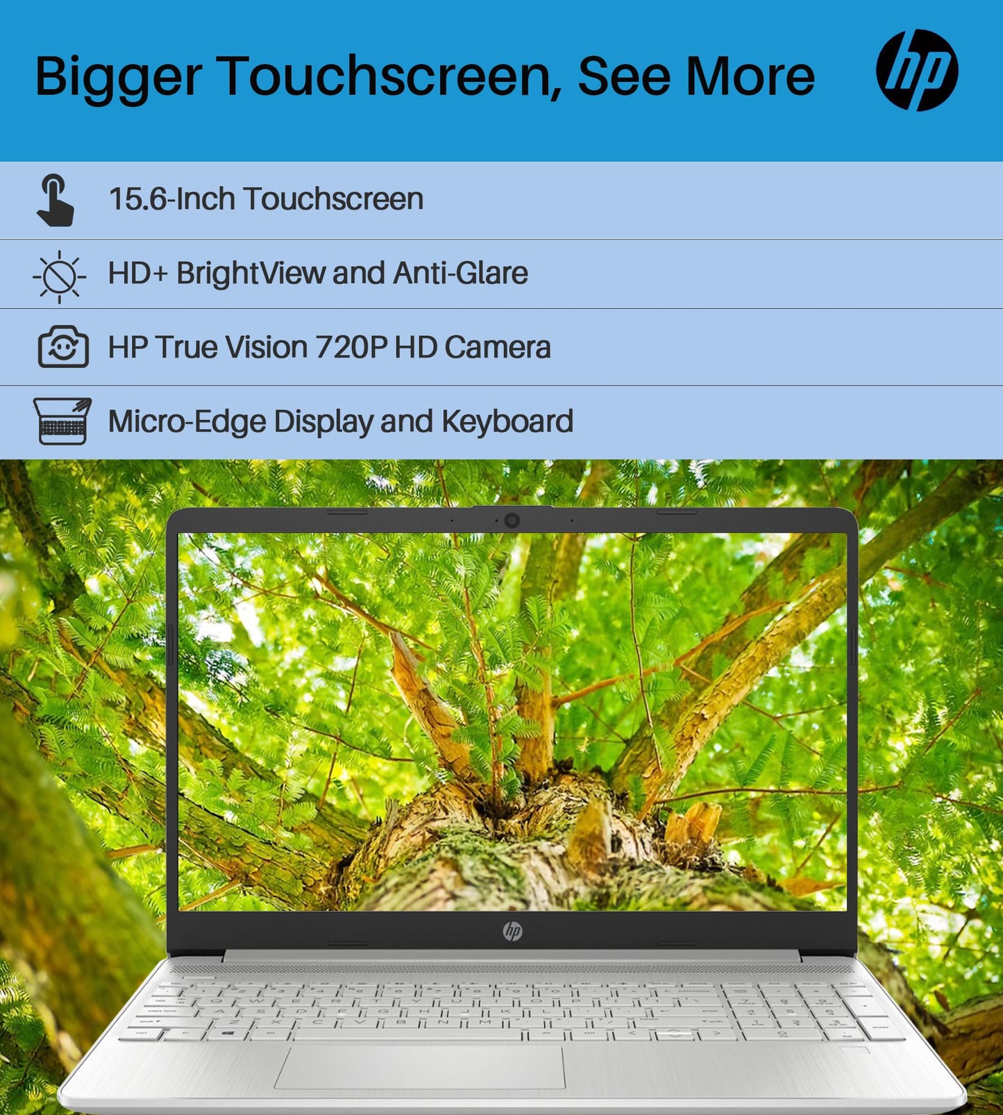 HP 2024 15.6" Touchscreen Laptop - with Microsoft Office Lifetime License, Intel i3-1215U, 32GB RAM, 1TB SSD, Long Battery Life, Micro-Edge, Bluetooth, Wi-Fi, Thin & Light, Windows 11 Pro